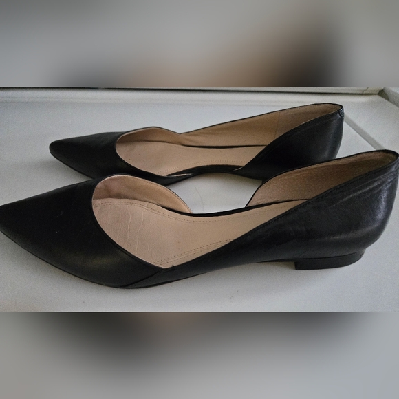 Marc Fisher LTD Black Leather Flats Pointed Toe D’Orsay Size 6.5 Classic Minimal - Picture 6 of 10